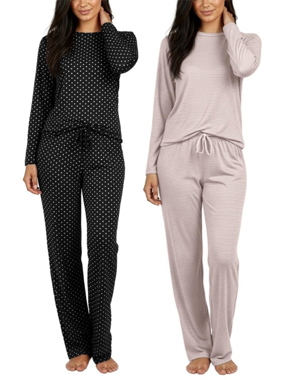 2 Pack Women's Pajama Sets Long Sleeve Sleepwear Comfy Cute Loungewear PJ